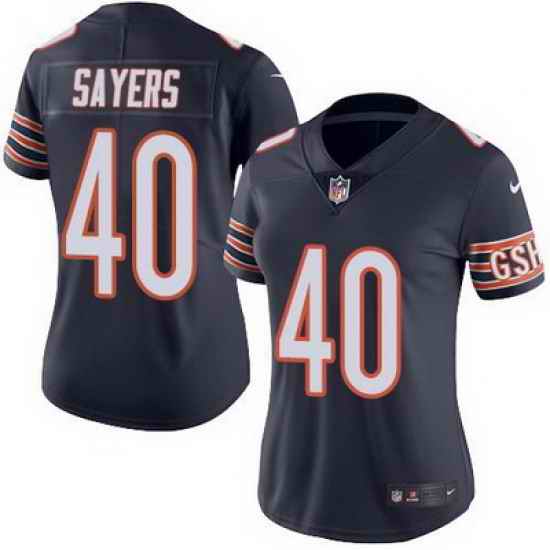 Nike Bears #40 Gale Sayers Navy Blue Womens Stitched NFL Limited Rush Jersey